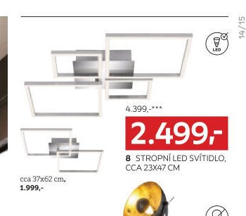 8 STROPNÍ LED SVÍTIDLO, CCA 23X47 CM