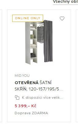 MID.YOU, OTEVŘENÁ ŠATNÍ SKŘÍŇ, 120-157/195/5...
