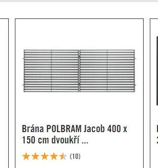 Brána POLBRAM Jacob 400 x 150 cm dvoukří ...