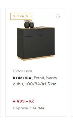 Dieter Knoll KOMODA, černá, barvy dubu, 100/84/41,5 cm
