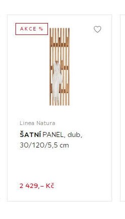 Linea Natura ŠATNÍ PANEL, dub, 30/120/5,5 cm
