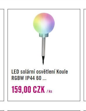 LED solární osvětlení Koule RGBW IP44 60