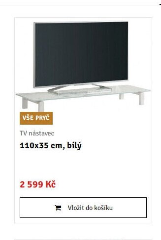 TV nástavec 110x35 cm, bílý
