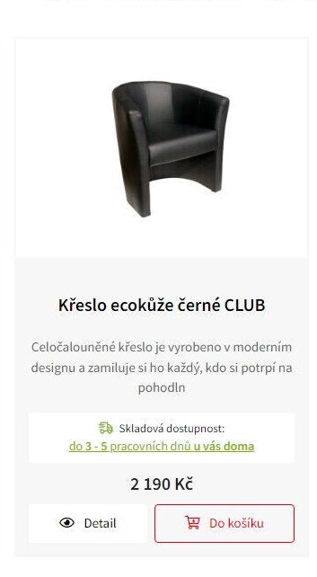Křeslo ecokůže černé CLUB