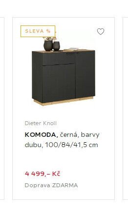 Dieter Knoll KOMODA, černá, barvy dubu, 100/84/41,5 cm