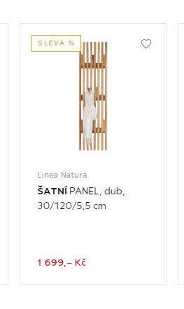 Linea Natura ŠATNÍ PANEL, dub, 30/120/5,5 cm