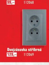 Dvojzásuvka stříbrná