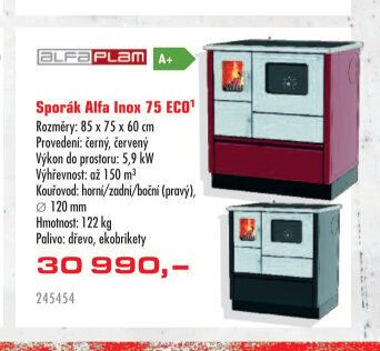 Sporák Alfa Inox 75 ECO