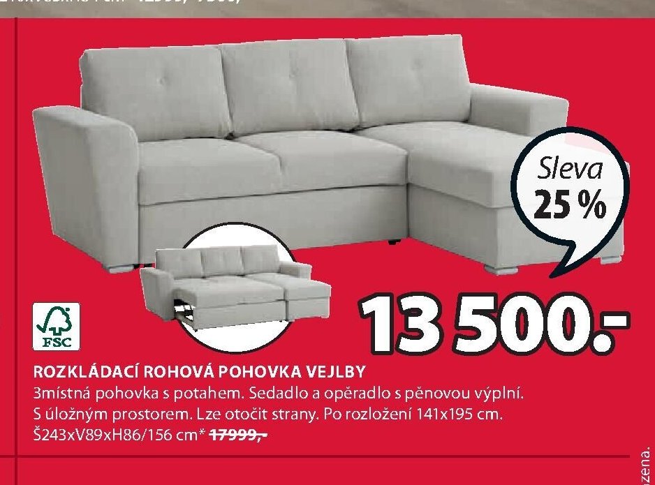 Rozkládací rohová pohovka VEJLBY