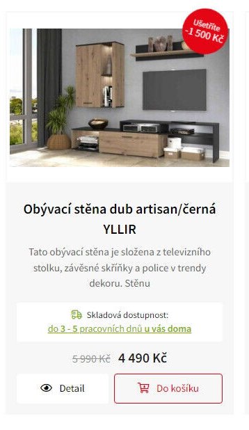 Obývací stěna dub artisan/černá YLLIR