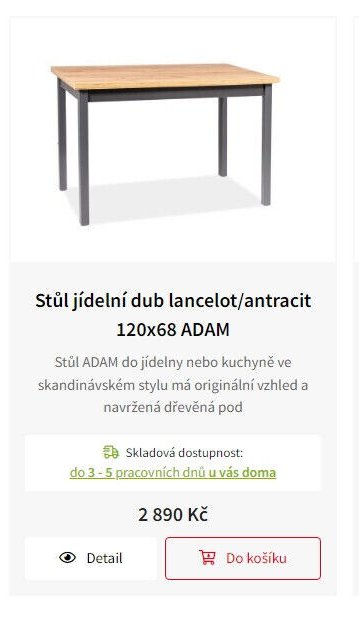 Stůl jídelní dub lancelot/antracit 120x68 ADAM