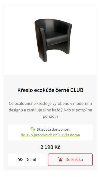 Křeslo ecokůže černé CLUB