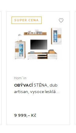 HOM'IN OBÝVACÍ STĚNA, dub artisan, vysoce lesklá