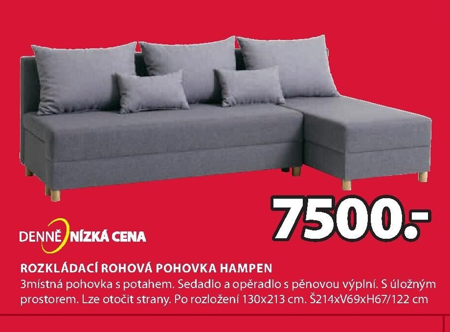 ROZKLÁDACÍ ROHOVÁ POHOVKA HAMPEN