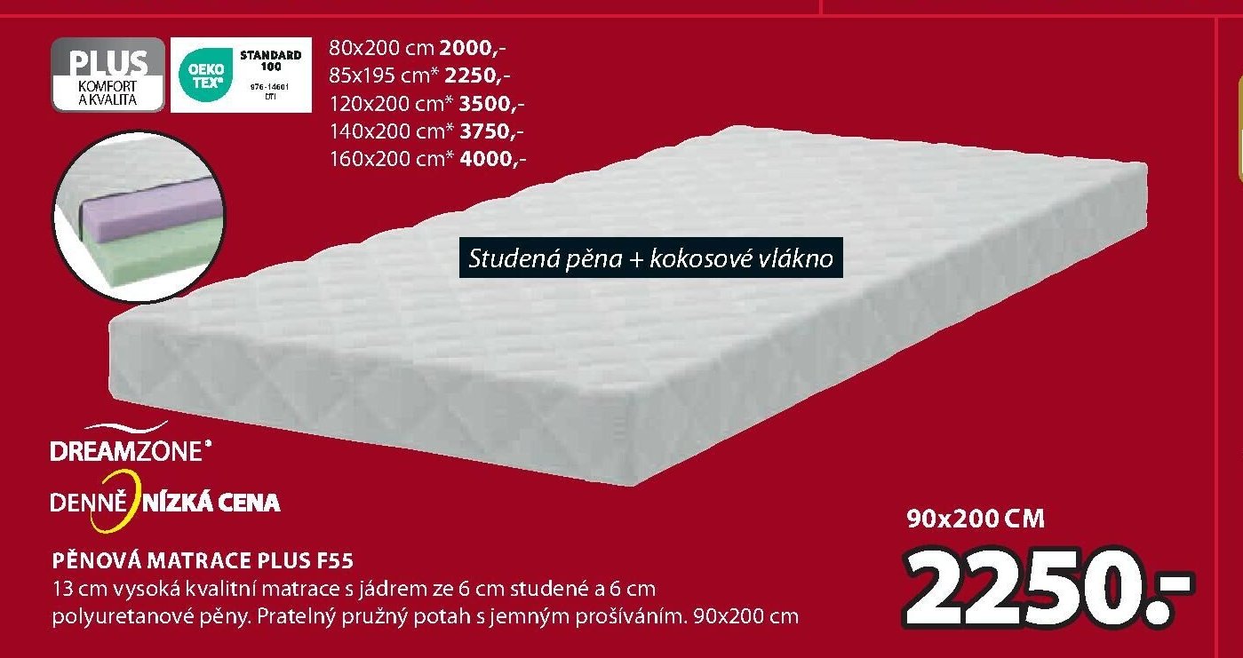 PĚNOVÁ MATRACE PLUS F55