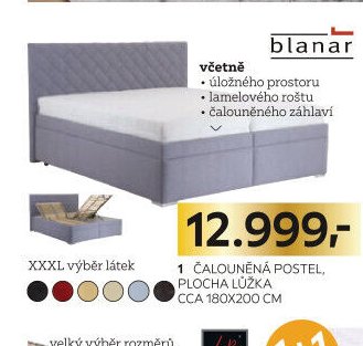 1 ČALOUNĚNÁ POSTEL, PLOCHA LŮŽKA CCA 180X200 CM