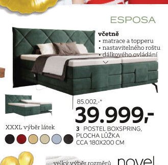 3 POSTEL BOXSPRING, PLOCHA LŮŽKA CCA 180X200 CM