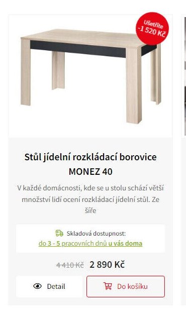 Stůl jídelní rozkládací borovice MONEZ 40
