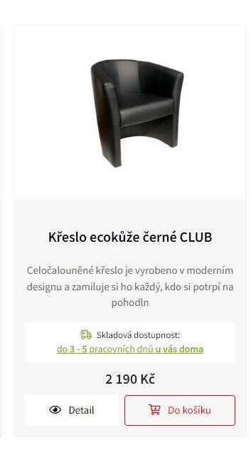 Křeslo ecokůže černé CLUB
