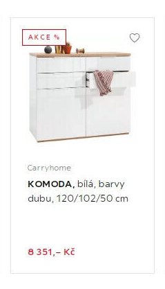 Carryhome KOMODA, bílá, barvy dubu, 120/102/50 cm