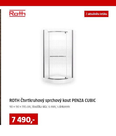ROTH Čtvrtkruhový sprchový kout PENZA CUBIC