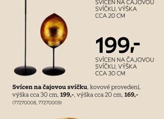 Svícen na čajovou svíčku, výška cca 30 cm