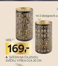 4 svícen na čajovou svíčku, výška cca 20 cm