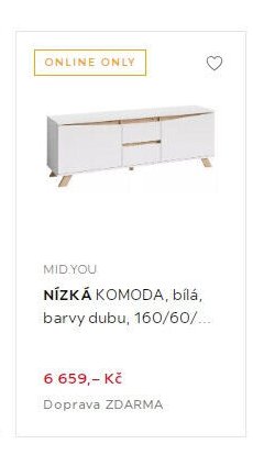MID.YOU NÍZKÁ KOMODA, bílá, barvy dubu, 160/60/...