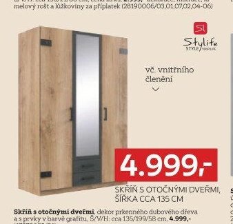 Skříň s otočnými dveřmi, šířka cca 135 cm