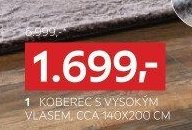 KOBEREC S VYSOKÝM VLASEM, CCA 140X200 CM