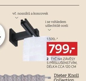 TYČ NA ZÁVĚSY S PŘÍSLUŠENSTVÍM, DÉLKA CCA 120 CM