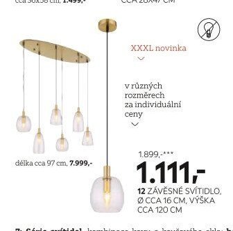 12 ZÁVĚSNÉ SVÍTIDLO, DÉLKA CCA 97 CM