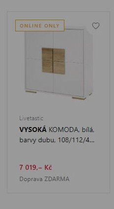 VYSOKÁ KOMODA, bílá, barvy dubu, 108/112/4...