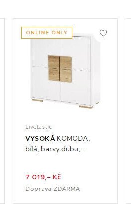 VYSOKÁ KOMODA, bílá, barvy dubu