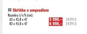 Skříňka s umyvadlem VENDY 62 cm