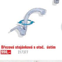 Dřezová stojánková baterie Sázava s otoč. ústím