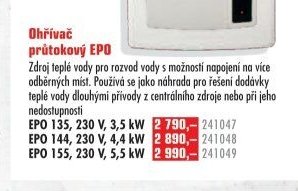 Ohřívač průtokový EPO
