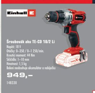 Šroubovák aku TE-CD 18/2 Li