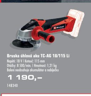 Bruska úhlová aku TC-AG 18/115 Li