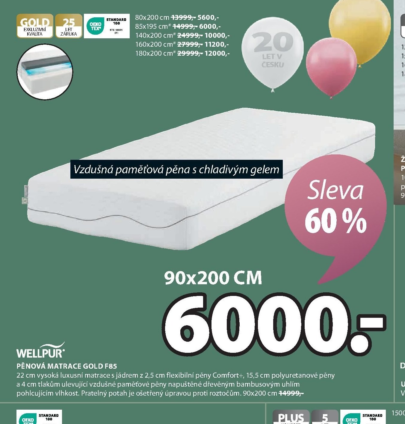Pěnová matrace GOLD F85