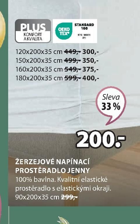 Žerzejové napínací prostěradlo JENNY