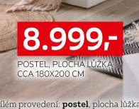 Postel, plocha lůžka cca 180x200 cm