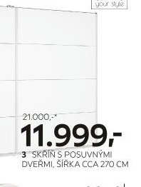 3 Skříň s posuvnými dveřmi, šířka cca 270 cm