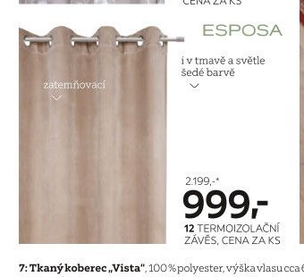 12 Termoizolační závěs, cena za ks
