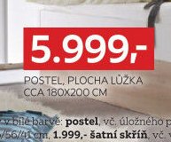 POSTEL, PLOCHA LŮŽKA CCA 180X200 CM