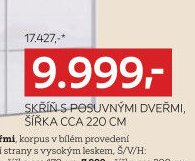 SKŘÍŇ S POSUVNÝMI DVEŘMI, ŠÍŘKA CCA 220 CM