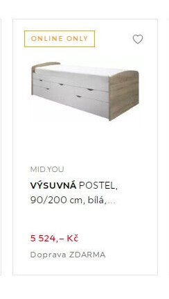 MID.YOU VÝSUVNÁ POSTEL, 90/200 cm, bílá