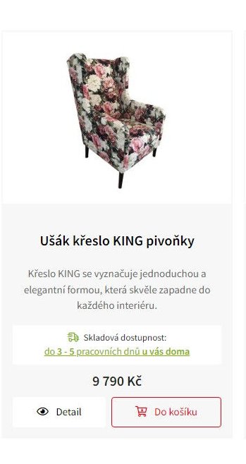 Ušák křeslo KING pivoňky