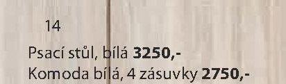 Komoda bílá, 4 zásuvky