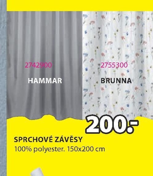 Sprchové závěsy HAMMAR, BRUNNA